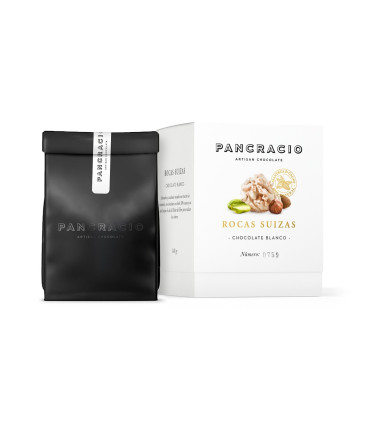 Swiss rock of white chocolate with pistachio and hazelnuts