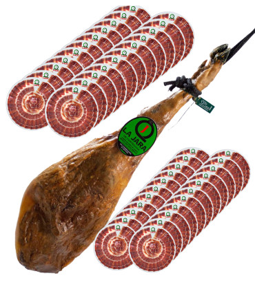 Pack 37 cebo campo 50% Iberian ham sliced 100 gr